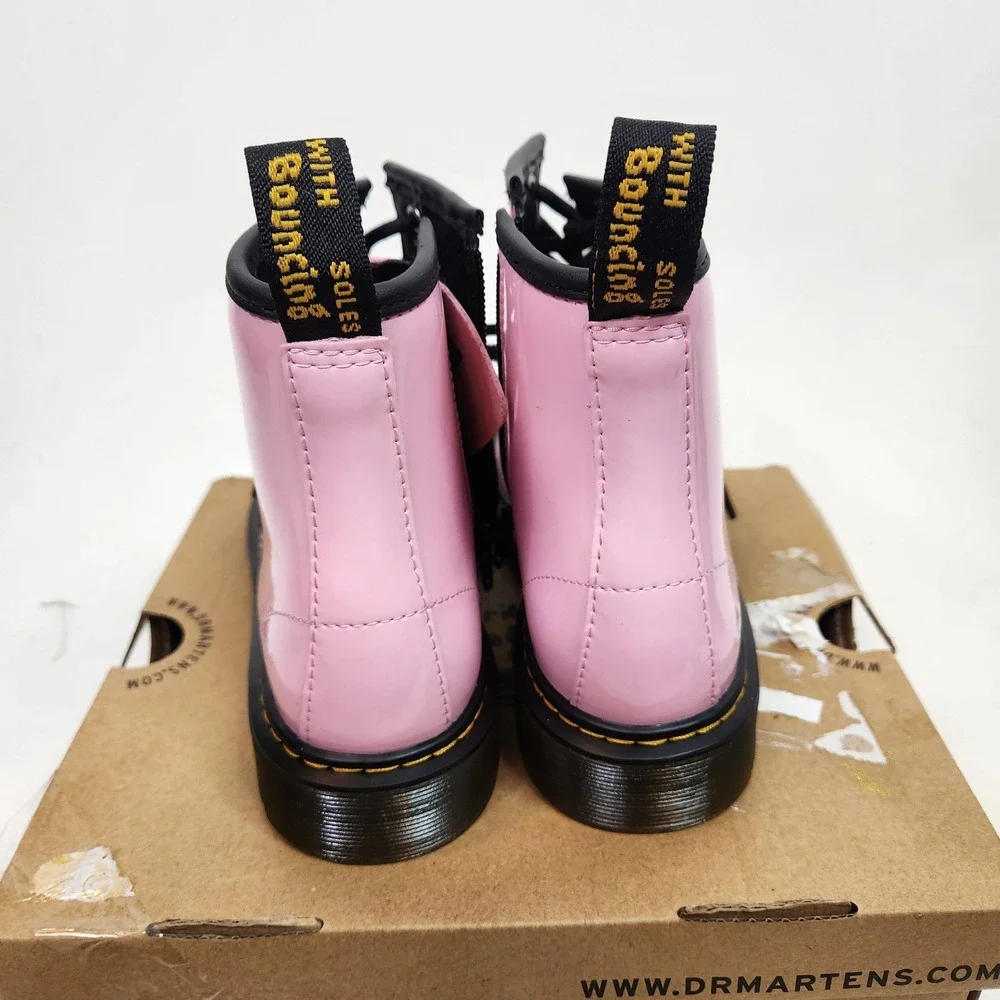 DR. MARTENS J Boots Unisex Kids 4 5 Pink Patent Lamper Combat Ankle Zip EU 36